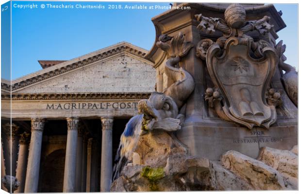 Rome, Italy Fountain of the Pantheon detail. Canvas Print by Theocharis Charitonidis