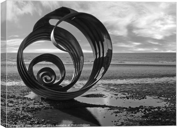 Mary's shell sculpture Cleveleys Canvas Print by Philip Openshaw