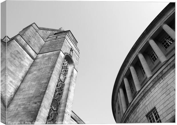 Curve - Manchester Library and City Hall Canvas Print by Philip Openshaw