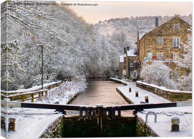 Winter Snow - The Rochdale Canal at Hebden Bridge Canvas Print by Philip Openshaw