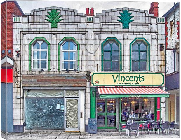 Vincents cafe Cleveleys Canvas Print by Philip Openshaw
