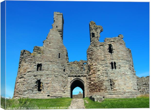Dunstanburgh castle in northumbria Canvas Print by Philip Openshaw