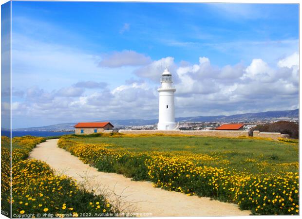 The lighthouse in Paphos Cyprus Canvas Print by Philip Openshaw