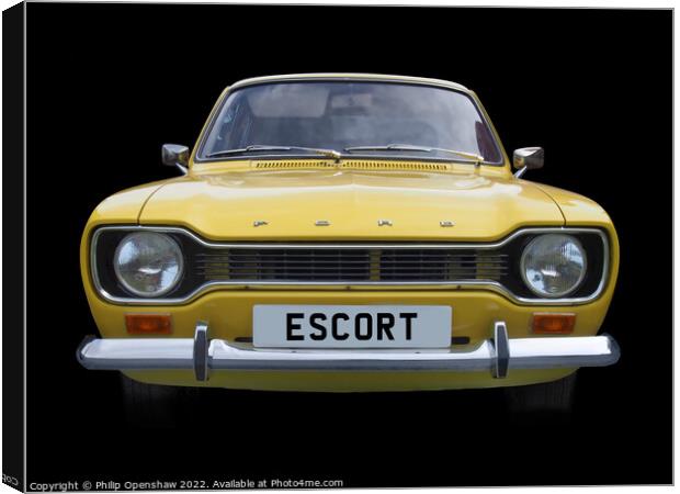 Yellow Mark 1 Ford Escort Canvas Print by Philip Openshaw