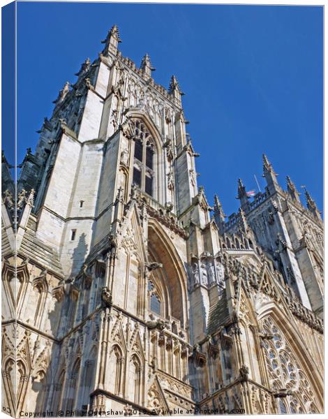 york minster with towers and blue sky Canvas Print by Philip Openshaw