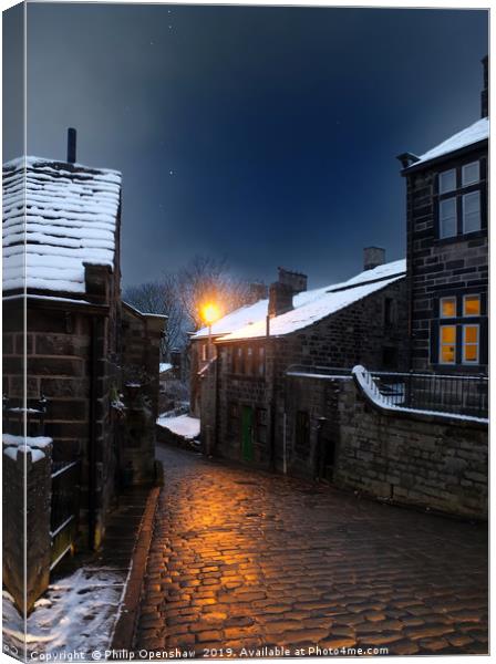 Heptonstall - Winter Night Canvas Print by Philip Openshaw