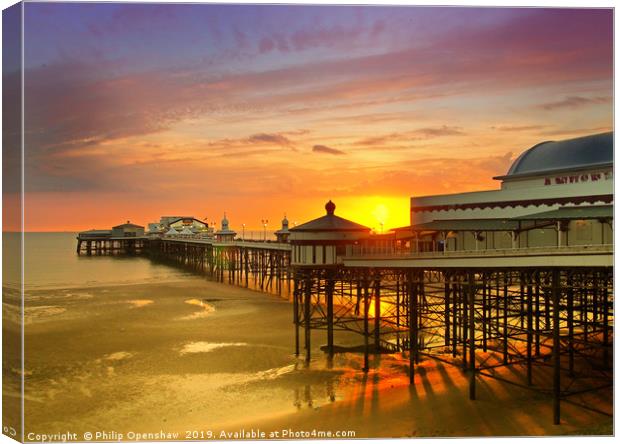 Blackpool North Pier Sunset Canvas Print by Philip Openshaw