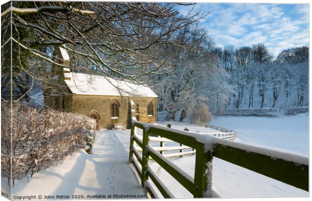 St Ethelberga's Church Givendale, East Yorkshire Wolds, England. Canvas Print by John Potter