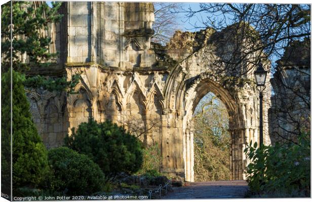 St Mary's Abbey Museum gardens York Canvas Print by John Potter