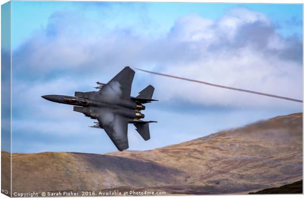 F15 Eagle in the Mach loop Canvas Print by Sarah Fisher