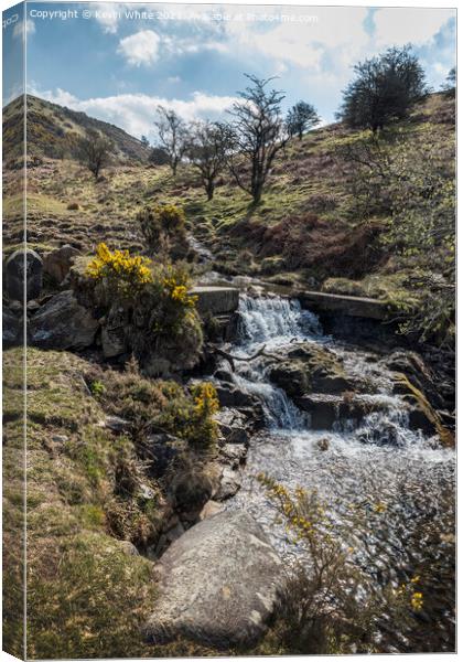 Small waterfall near Meldon reservoir Canvas Print by Kevin White