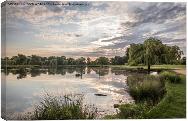 Early morning clouds over Bushy Park ponds Canvas Print by Kevin White