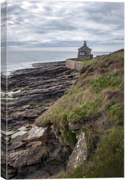 Bathing house on Northumberland coast Canvas Print by Kevin White