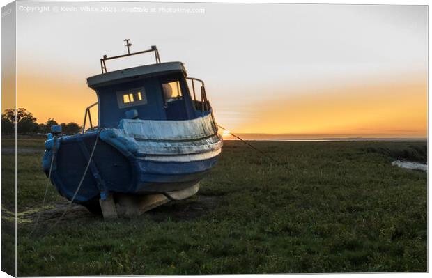 Old fishing boat at sunset in the Gower Canvas Print by Kevin White