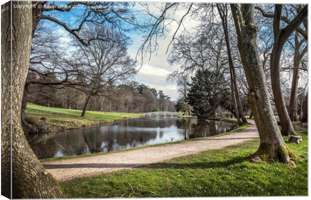 Garden and Lake walk Canvas Print by Kevin White
