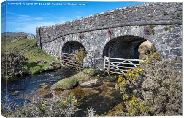 Cherry Bridge in the heart of Dartmoor Canvas Print by Kevin White