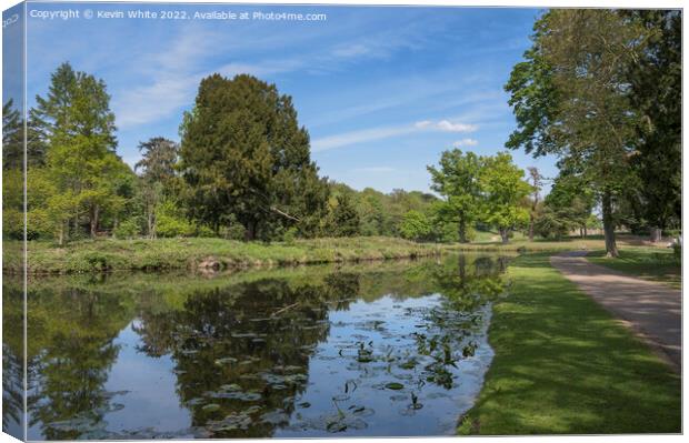 Painshill Cobham pond  Canvas Print by Kevin White