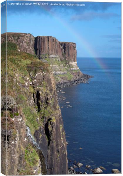 Kilt rock and waterfall Canvas Print by Kevin White