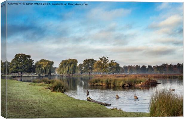 Surrey pond close to carpark Canvas Print by Kevin White