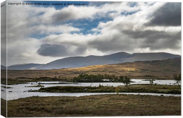 Bleak dramatic landscape of Rannoch moor Canvas Print by Kevin White