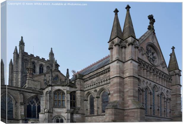 Grand architecture of Hereford Cathedral Canvas Print by Kevin White