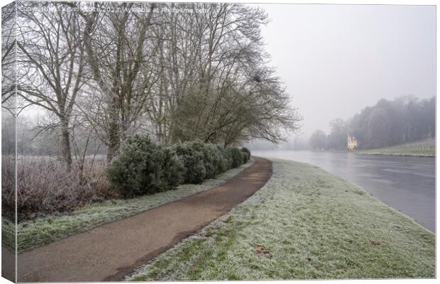 Ice cold morning at Painshill gardens  Canvas Print by Kevin White