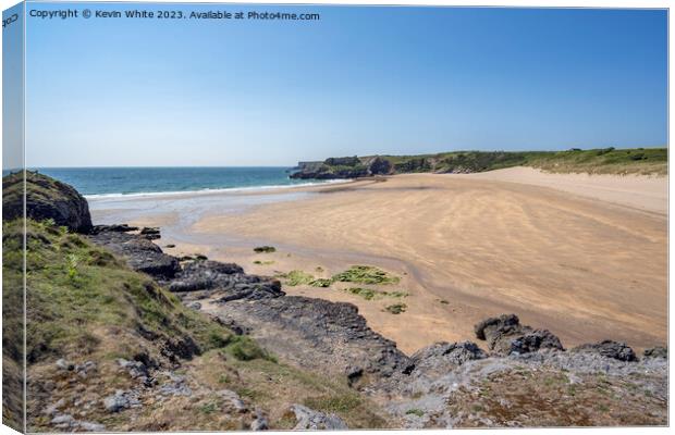 Broad Haven beach view from cliff top Canvas Print by Kevin White