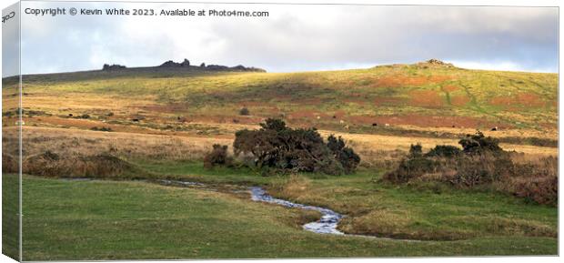Dappled sunlight over Staple tors Dartmoor Canvas Print by Kevin White
