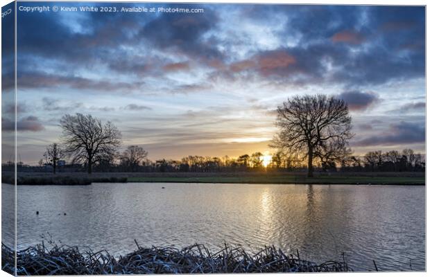 Mid winter sunrise at Bushy Park Canvas Print by Kevin White