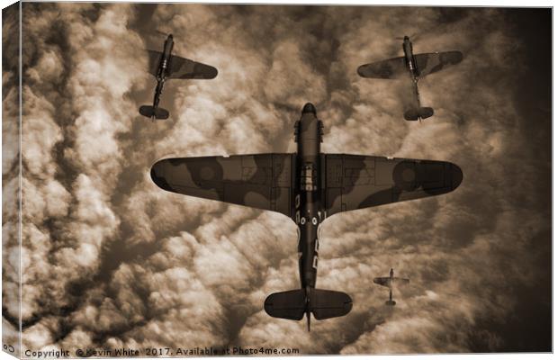 Hawker Hurricane in sepia Canvas Print by Kevin White