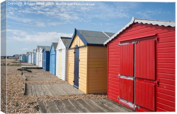 Beach Huts West Haven Hasrtings Canvas Print by Kevin White