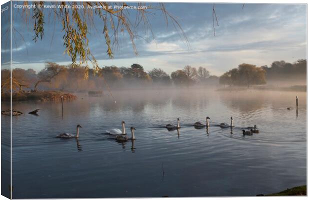 Mist across the pond Canvas Print by Kevin White