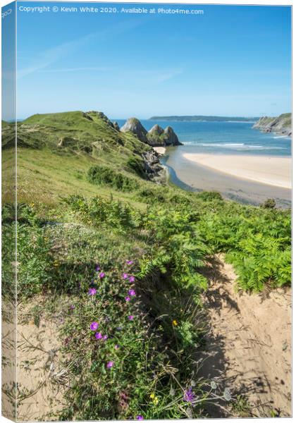 Three Cliffs Bay Wales Canvas Print by Kevin White