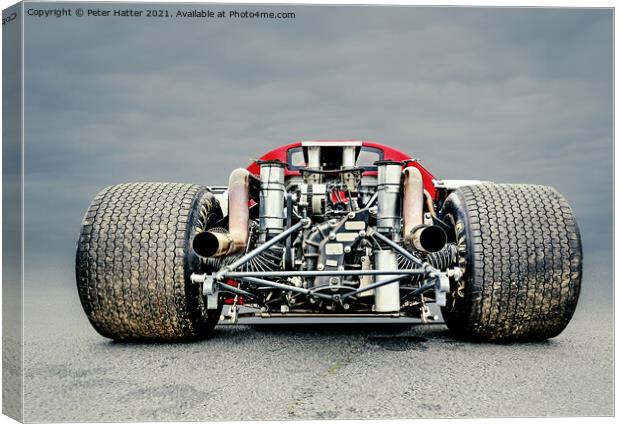 Lola T70 engine and tyres. Canvas Print by Peter Hatter