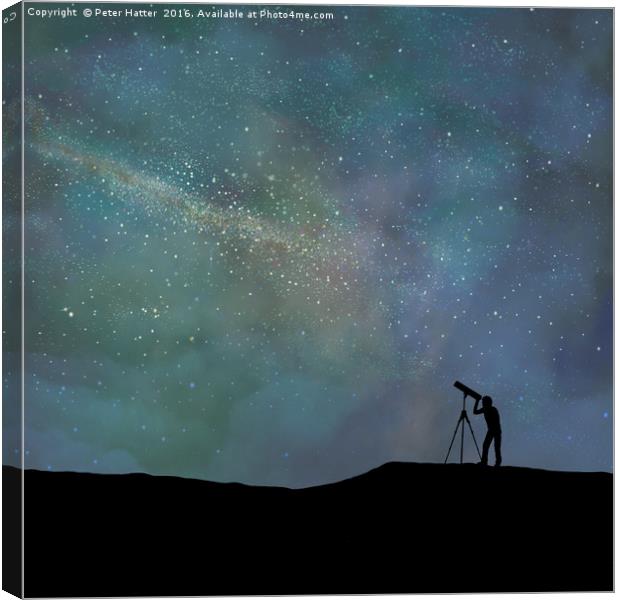 Viewing the vast night sky. Canvas Print by Peter Hatter