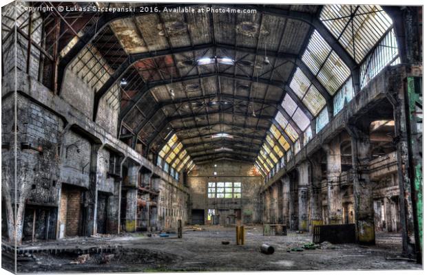 Creepy abandoned old factory hall in HDR style Canvas Print by Łukasz Szczepański