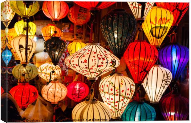 Colorful traditional Vietnam lanterns Canvas Print by Łukasz Szczepański