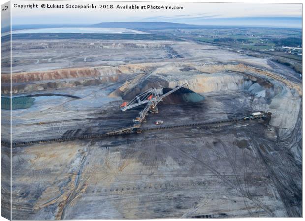 Aerial view of open-cast coal mine Canvas Print by Łukasz Szczepański