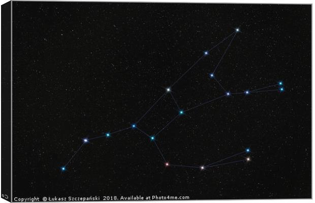 Ursa Major constellation, stars connected by lines Canvas Print by Łukasz Szczepański