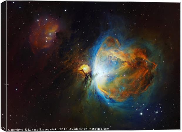 Deep space objects Orion (M42) and Running Man Neb Canvas Print by Łukasz Szczepański