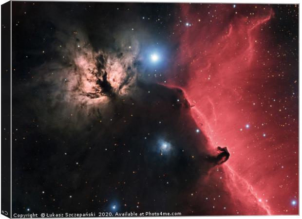 The Flame Nebula and Horsehead Nebula Canvas Print by Łukasz Szczepański