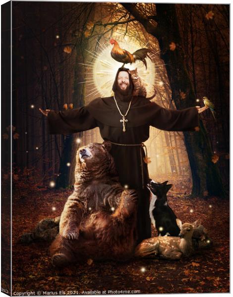 St. Francis of Assisi, patron saint of animals Canvas Print by Marius Els