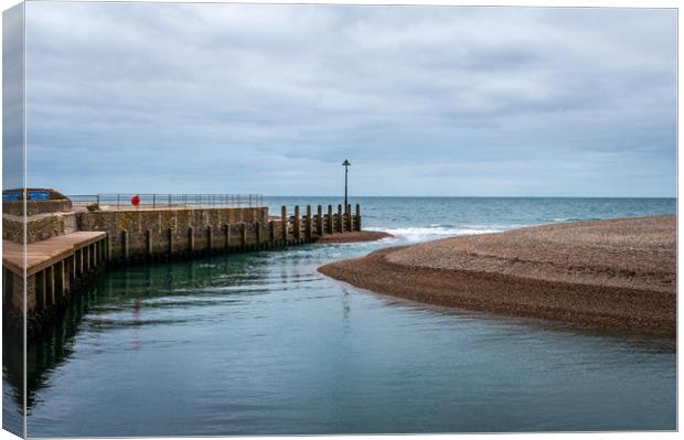 Axmouth harbor entrance Canvas Print by Linda Cooke