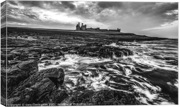 The Castle and Waves Canvas Print by Gary Clarricoates