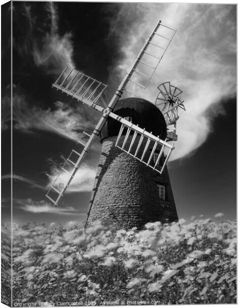 Whitburn Windmill (Monochrome) Canvas Print by Gary Clarricoates