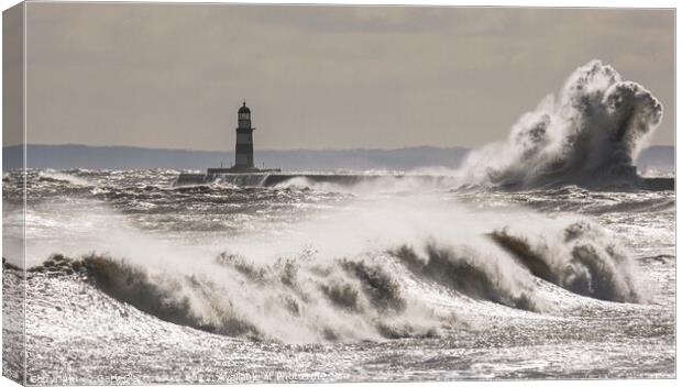 Stormy Waters At Seaham Canvas Print by Gary Clarricoates