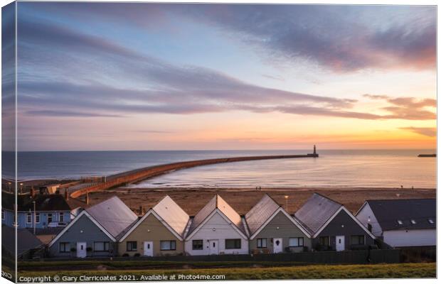 Roker Pier at Sunrise Canvas Print by Gary Clarricoates
