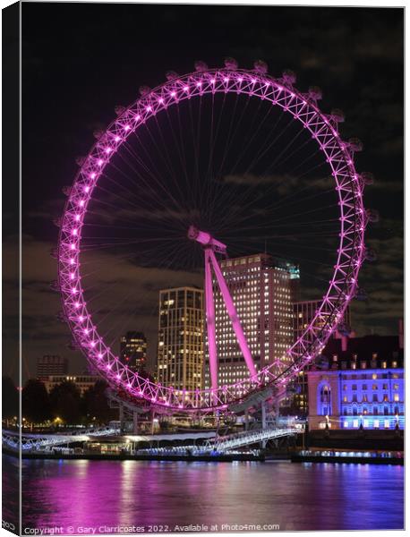 London Eye at Night Canvas Print by Gary Clarricoates
