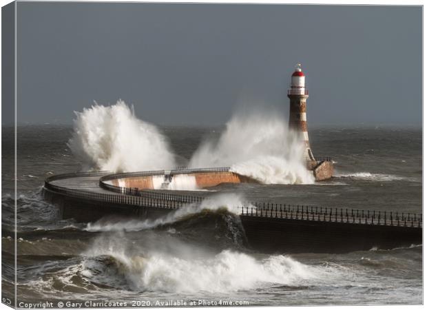 Stormy Waters at Sunderland Canvas Print by Gary Clarricoates