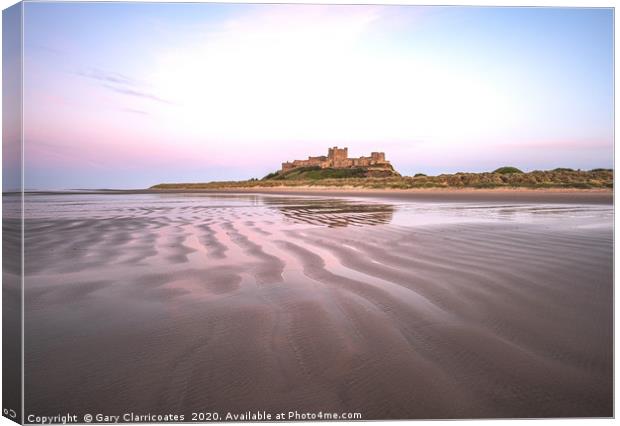Low Tide at Bamburgh Canvas Print by Gary Clarricoates